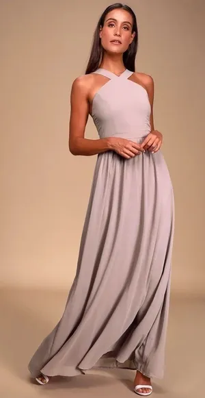 Lulus Air of Romance Maxi Dress in Taupe Size‎ Small thumbnail 1