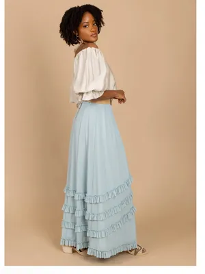 Joyfolie Gorgeous Ice Blue Maxi Skirt NWT XXL thumbnail 3