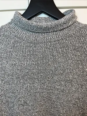 Lou & Gray Heathered Gray Ribbed Turtle Neck Long Sleeve Dress - Size Medium thumbnail 5