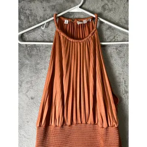 A.L.C. Renzo II Burnt Terracotta Pleated Halter Midi Dress Sleeveless Size 8 thumbnail 3