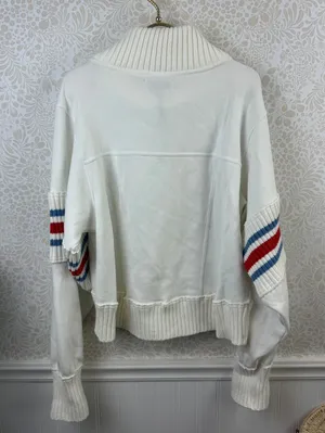 Daily Practice White Stripe Indy Half-Zip Crop Hooded Sweatshirt - Size - Medium thumbnail 9