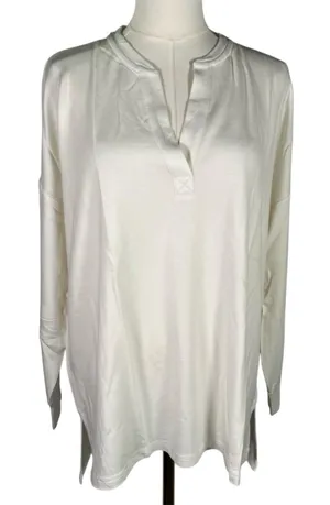 Lou & Grey Signaturesoft Tunic Top Medium Moonlight Ivory Long Sleeve Nordstrom‎ thumbnail 1