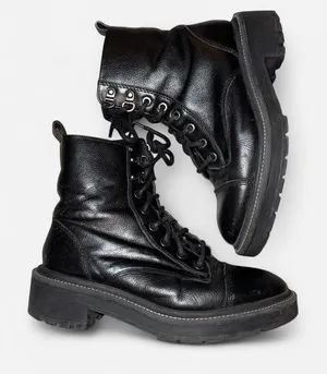 River Island Women's Black Laced and Zipper Combat Boots thumbnail 1