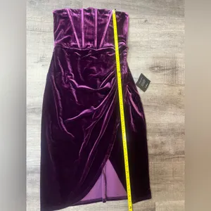 LULUS Glamorous Celebrations Dark Purple Velvet Strapless Tulip Dress thumbnail 9
