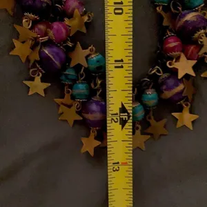Very cute vintage boho gold, purple, pink & turquoise necklace EVC thumbnail 6