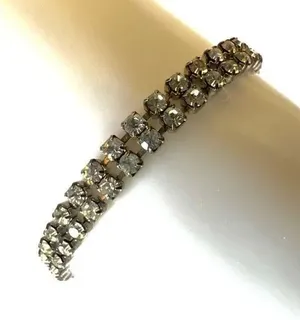 Silver tone vintage rhinestone tennis bracelet thumbnail 1