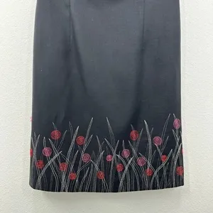 Black Sleeveless Boatneck 90s Y2K Floral Embroidered Mini Dress Clueless Noir thumbnail 5