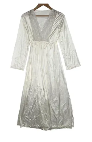 Vintage Gilead Robe Womens Small Ivory Lace Peignoir Lingerie Bridal Retro 1970s thumbnail 1
