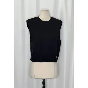 COACH Crewneck Sweater Vest Black Embroidered Organic Cotton Wool Cashmere Large thumbnail 2