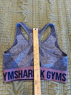 Gymshark Small Sports Bra Grey Pink Logo Racerback Seamless Athletic thumbnail 3
