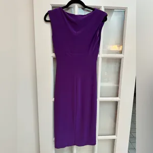 Lauren Ralph Lauren Knee Length Purple Draped Faux Wrap Midi Dress Size 2 XS thumbnail 4