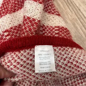 Show Me Your Mumu Red Kellan Poncho Hooded Tassel Oversized Boho Small M… thumbnail 4