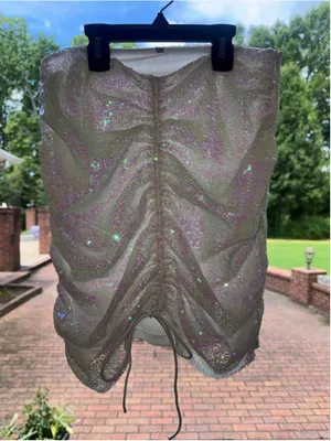 Superdown White with colorful sequins Ruched Mini Skirt S thumbnail 5