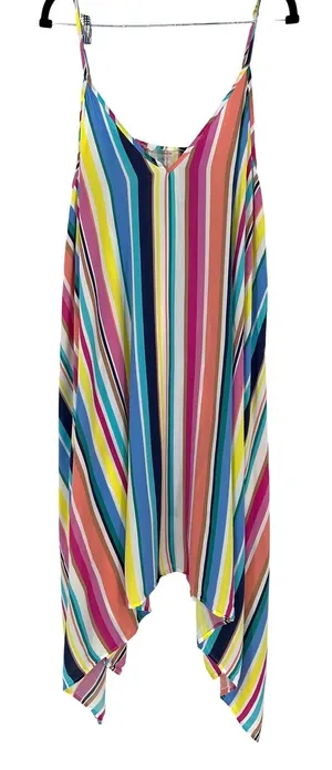 Bleu by Rod‎ Beattie Striped Swim Coverup Multicolor Rayon Beach Dress Large EUC thumbnail 1