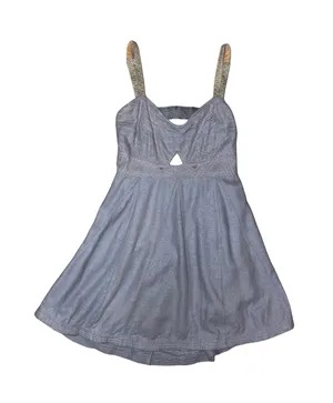 Esley Light Blue Sundress with Yellow Straps and Front Cutout thumbnail 1