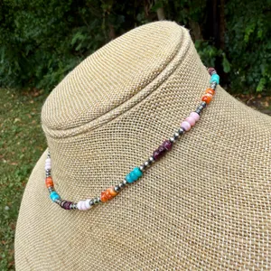 Handmade 15” Navajo Style Sterling Silver Pearls Choker thumbnail 7