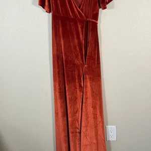 Baltic Born Orange Velvet Wrap Maxi Dress Womens L Fall Boho Hippie Classic thumbnail 7