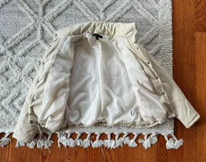 Forever21 cream puffer wavy stitch cinchable waist transition jacket thumbnail 8