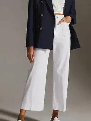 Anthropologie Maeve Colette Pants Womens 29 White Wide Leg Cropped thumbnail 9