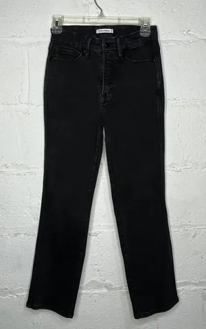 Good American Good‎ Straight High Rise Jeans Zip Fly Women Black Size 4 / 27 thumbnail 1