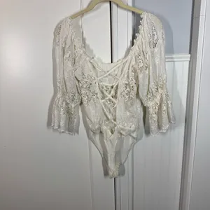 Free People Intimately Land of the‎ Free Bodysuit in cream white size xs dainty thumbnail 7