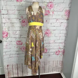 🔥5 for $25 sale🔥 Antonio Melani silk bohemian print asymmetric night out dress thumbnail 2