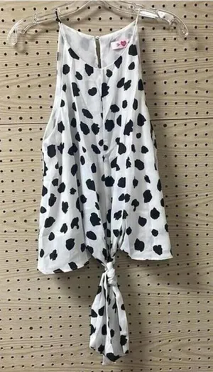 Buddy love, white and black cow Dalmatian polka dot print Racerback tank top thumbnail 1