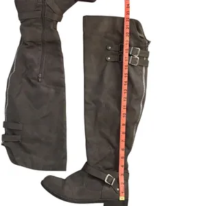 JustFab Carmona Over The Knee Boots Faux Suede Grey Moto Buckle‎ Women 10 Riding thumbnail 4
