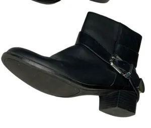 Breckelles belted boots black moto biker 7.5 comfort low heel‎ edgy comfort thumbnail 1