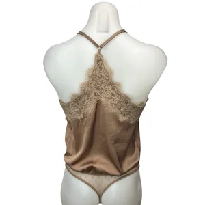 Abercrombie & Fitch Brown Tan Silk Satin Lace Cami Camisole Bodysuit Top Size S thumbnail 2