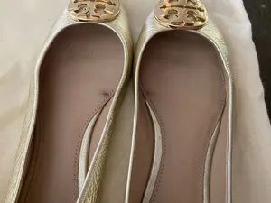 Tory Burch Claire Ballet Flats Spark Gold Metallic Leather Size 9 thumbnail 4