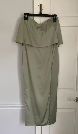 Lulus Class and Charisma Sage Green Satin Midi Dress thumbnail 3