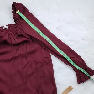 Reformation NWT Hudsen Dress in Plum Burgundy Long‎ Sleeve Smocked Medium thumbnail 11