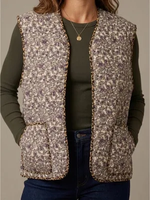 NWT POL Ditsy Floral Electric Grandpa Corduroy Quilt Cheetah Vest medium/large thumbnail 1