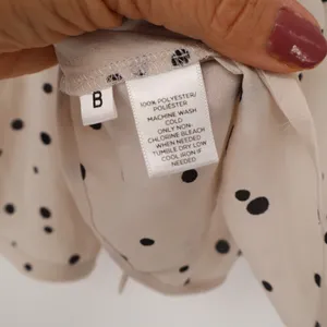 Ann Taylor LOFT Blouse Womens L Tie-Neck Polka Dot Cream Black Long Sleeve Exc thumbnail 3