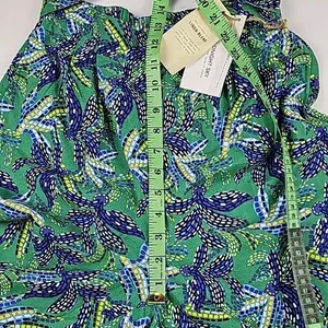 Midnight Sky -175‎ Blue Green Floral Linen Blend Tie Waist Wide Leg Pants Size S thumbnail 7