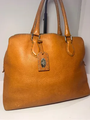 Vintage Fendi Selleria Pebbled Leather Satchel – Cognac Brown thumbnail 5