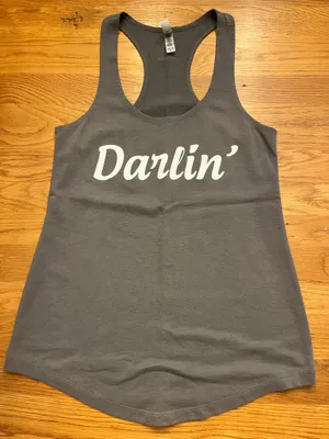 Darlin' Women's Gray Racerback Tank - Soft Scoop Neck thumbnail 1