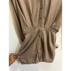 Abercrombie & Fitch Women XS Brown Linen Blend Mini Dress Minimalist Boho Chic thumbnail 8