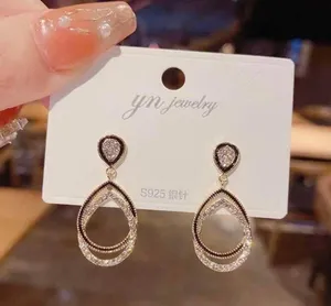 Elegant Double Circle Dangle Drop Hoop Earrings for Women thumbnail 1
