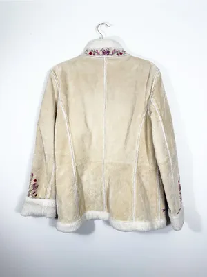 St. John’s Bay VINTAGE Embroidered Genuine Suede Sherpa Penny Lane Jacket Large thumbnail 4