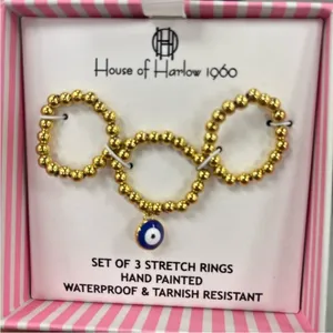 NWT ⚜️🧿⚜️ House of Harlow 1960 set of 3 Stretch‎ Rings thumbnail 6