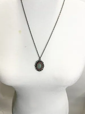 Francesca's‎ Collection Antique Tone Stone Charm Pendant Necklace 12" thumbnail 1