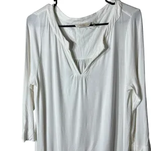 Soft Surroundings White‎ Tunic Top 3/4 Sleeve Pockets Casual thumbnail 2