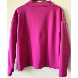 LOFT Outlet Magenta Pink Cozy Mock Neck Fleece Pullover Sweatshirt Large NWOT thumbnail 7