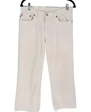 Polo Ralph Lauren Women's Mid-Rise Cropped Kelly Jean Off White Size 8 wide leg thumbnail 3