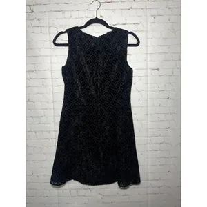 Vintage‎ 90s Max Studio Black Velvet Burnout Damask Sleeveless Sheath Dress Sz 4 thumbnail 3