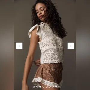 Anthropologie Ollari Dori Ruffle-Sleeve Crochet Top thumbnail 3