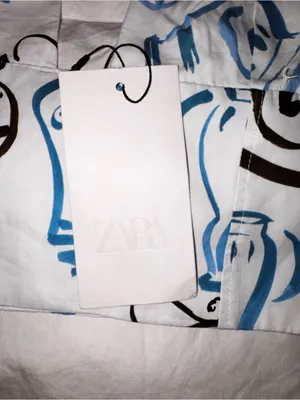 Zara White Top with Blue and Black Abstract Motif thumbnail 5
