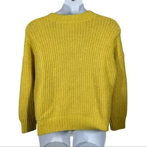 American Eagle Mustard Gold Chunky Knit Sweater Medium Oversized Fall thumbnail 7